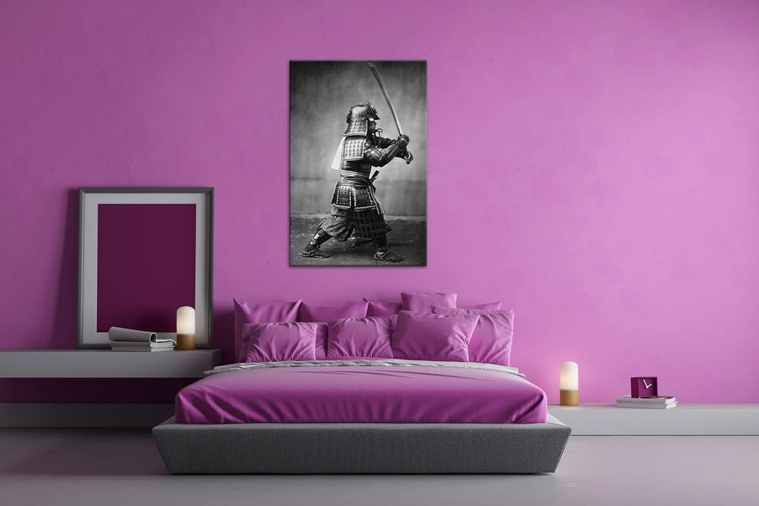 deyoli kampfbereiter Samurai-Krieger Format: 120x80 als Leinwandbild, Motiv fertig gerahmt auf Echth