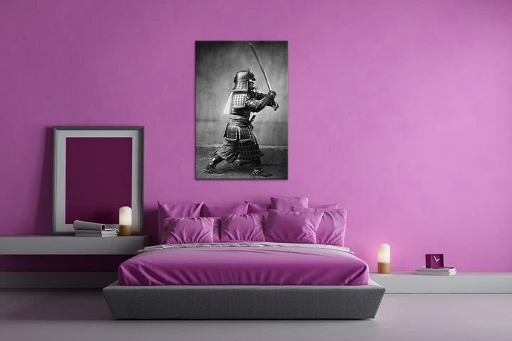 deyoli kampfbereiter Samurai-Krieger Format: 120x80 als Leinwandbild, Motiv fertig gerahmt auf Echth