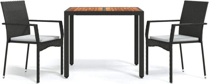 Tidyard 3-TLG. Bistro-Set mit 2 Sessel Poly Rattan | Balkonset mit Auflagen und Kissen | Garten Loun
