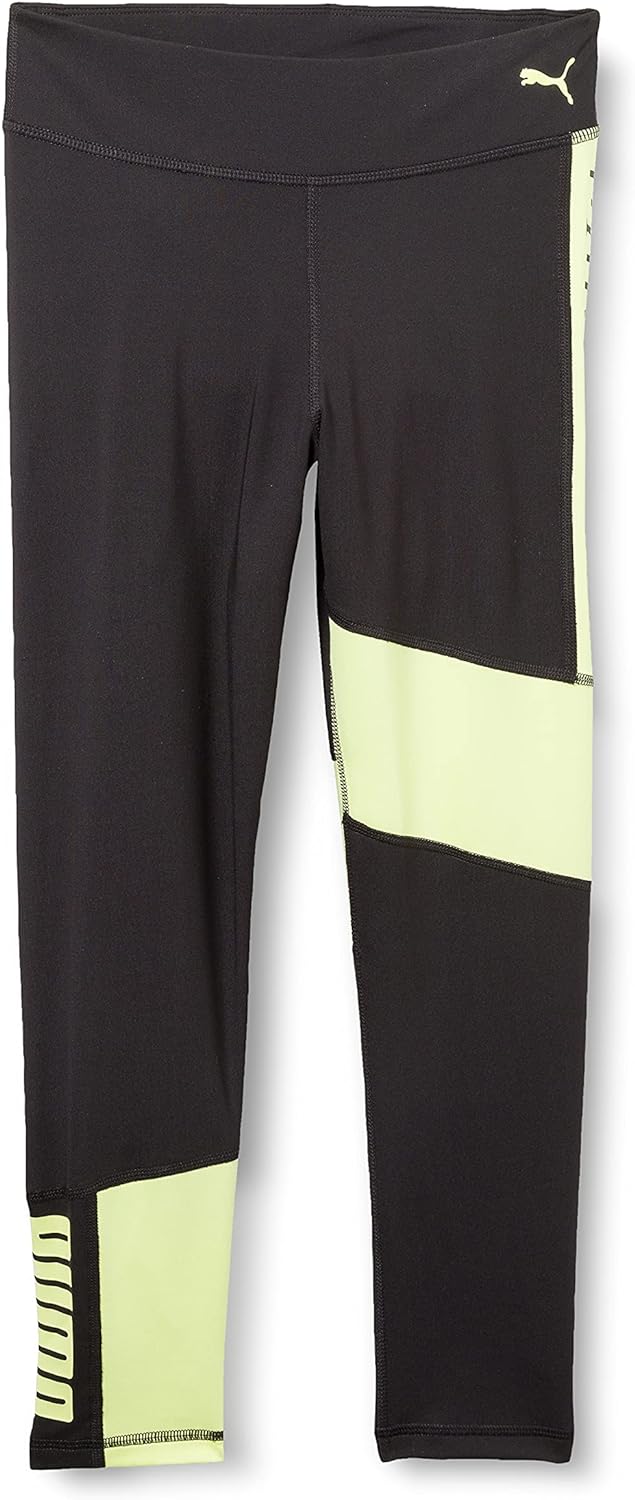 PUMA Mädchen Runtrain 7/8 Tights G Leggings 152 Puma Black-soft Fluo Yellow, 152 Puma Black-soft Flu