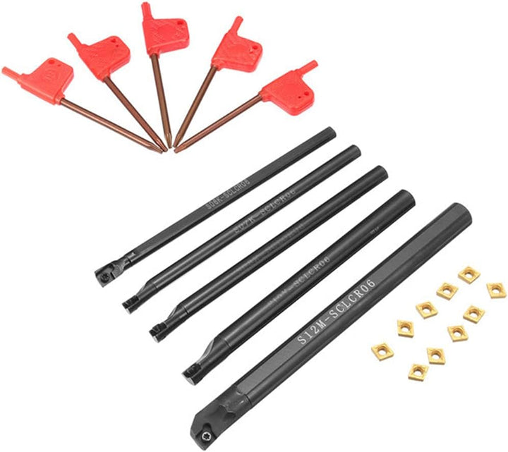 Maizoon CNC-Werkzeughalter CLCR 6/7/8/10/12 mm Drehmaschinen-Bohrstangen-Set + 10 Stück CCMT0602 Har