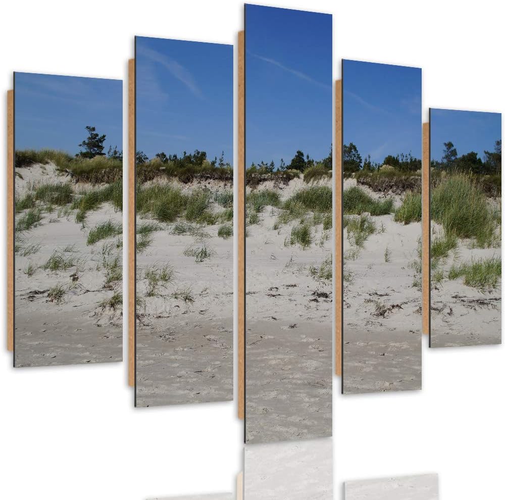 Bilder 5 Teilig Natur Deco Panel Kunst Strand Sand Gras Himmel bunt 100x70 cm Deco panel 100x70 cm M