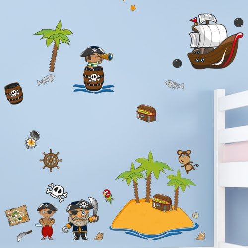 Wandkings Piraten auf Schatzsuche Wandsticker Megapack Set, 83 Aufkleber, Gesamtfläche 260 x 70 cm
