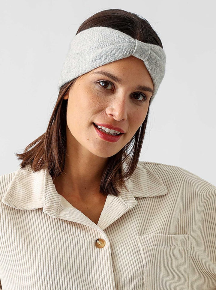 Zwillingsherz Stirnband aus 100% Kaschmir - Hochwertiges Kopfband im Uni Design für Damen Frauen Mäd