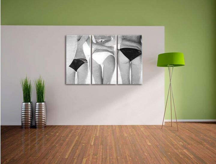 Pixxprint Sexy Girls im Bikini als Leinwandbild/Grösse: 3 Teilig (120x80 cm) cm/Wandbild/Kunstdruck/