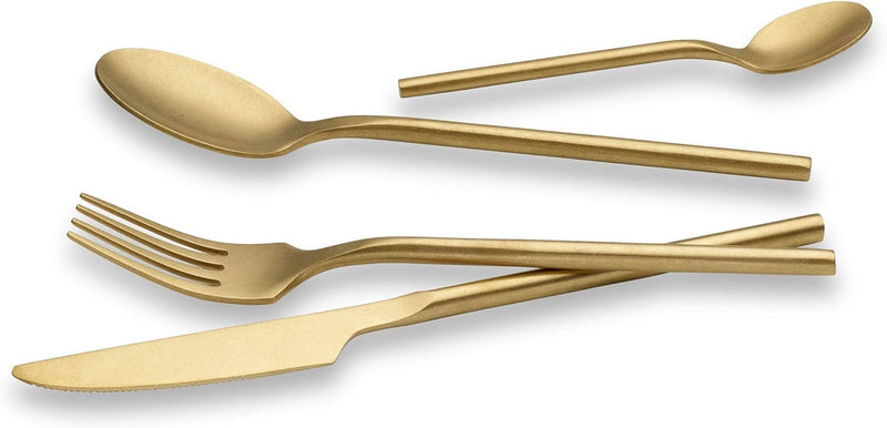 ECHTWERK EW-BS-1685C Tafelbesteck Bari, Stonewashed champagne, 16-teilig, Essbesteck für bis zu 4 Pe