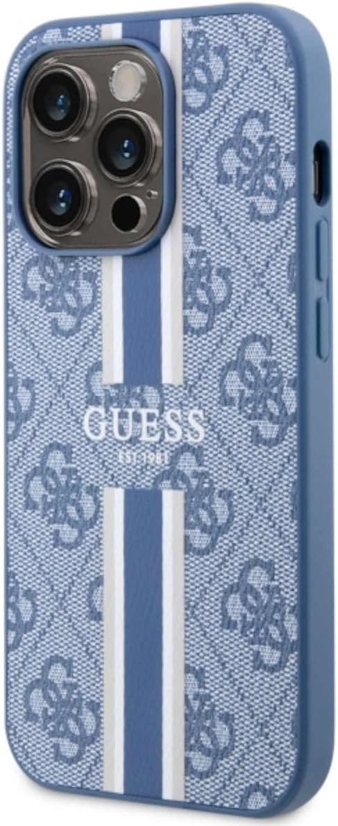 Guess GUHMP14XP4RPSB Hülle für iPhone 14 Pro Max 6.7" Blau hardcase 4G Printed Stripes