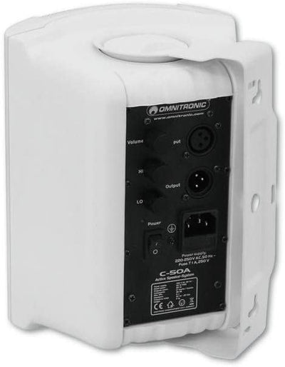 OMNITRONIC C-50A aktiv weiss 2x | Aktives 2-Wege-Lautsprecherpaar mit Halterung, 5"-Tieftönern und 5