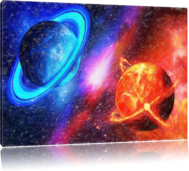 Pixxprint Ausgleich im Weltall als Leinwandbild/Grösse: 100x70 / Wandbild/Kunstdruck/fertig bespannt