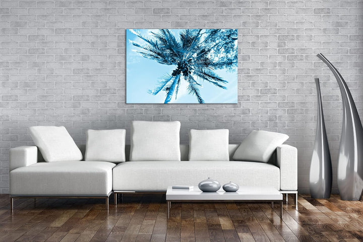 deyoli Kokosnüsse an einer tropischen Palme Format 100x70 Effekt: Monocrome Blau als Leinwandbild, M