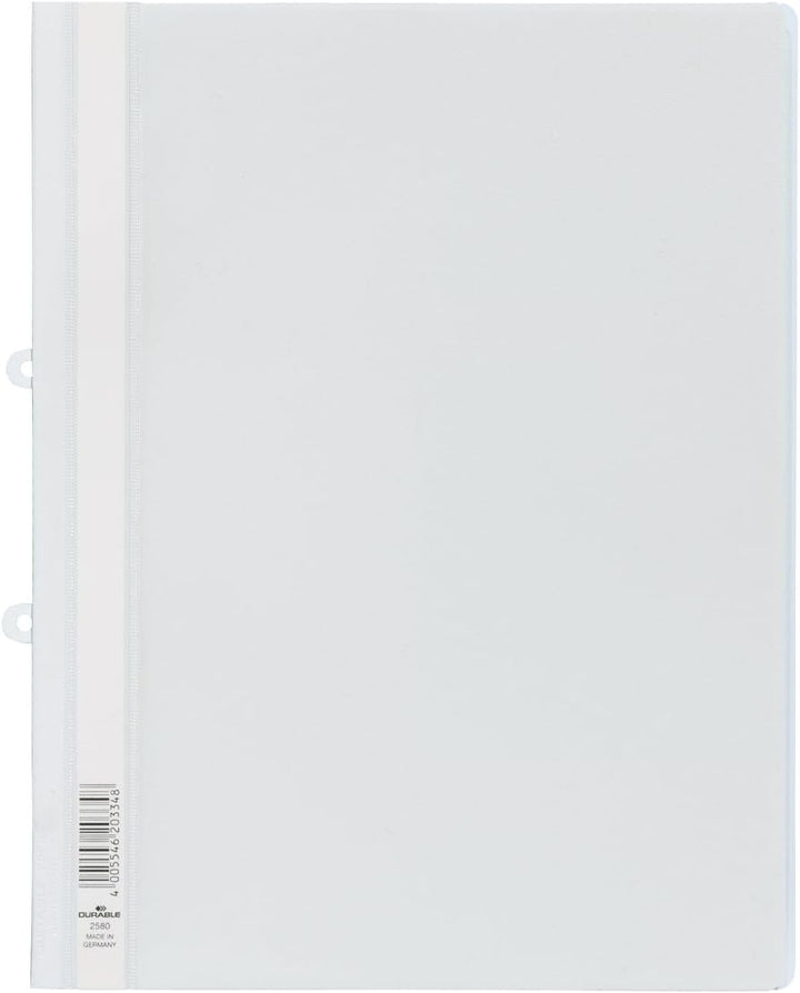 Durable Sichthefter mit Abheftschieber, überbreit, weiss, 25er Packung, 258002, weiss