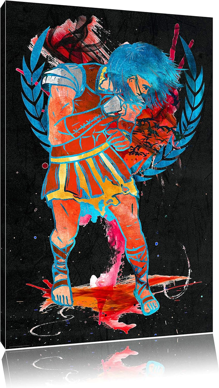 Dark Roman Combat black Leinwand, XXL riesige Bilder fertig gerahmt mit Keilrahmen, Kunstdruck auf W