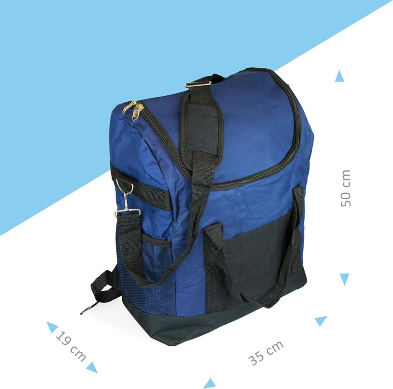 Grinscard Picknick Rucksack inklusive Kühlfach - Blau, Volumen 25 Liter - Camping Kühlrucksack mit T