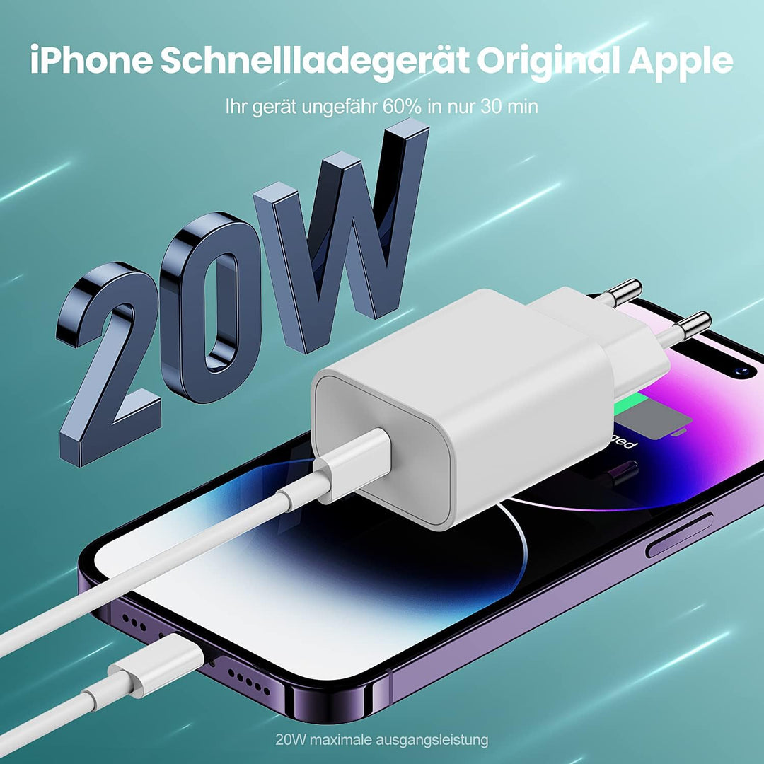 iPhone 13 14 Pro Ladegerät Original Apple,2Pack Schnellladegerät mit 2M USB C to Lightning Ladekabel