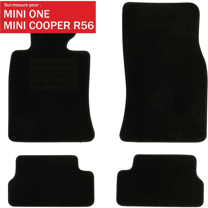 DBS Autofussmatte - nach Mass - 4-teilig - Anti Rutsch - schwarzer Nadelfilz 900g/m² - Velours Ferti