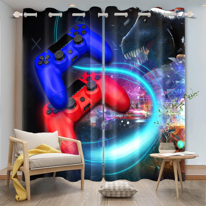 Renaiss 107x275cm Spiele Fenstervorhänge Videospiel Ösenvorhang für Jungen Kinder Teens Schlafzimmer