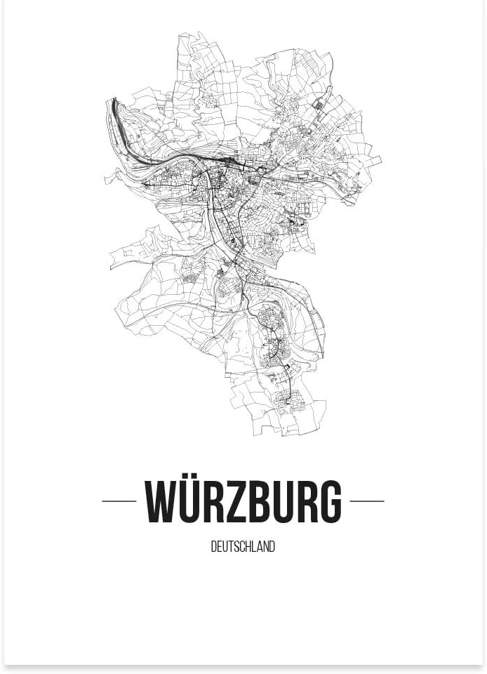 JUNIWORDS Stadtposter, Würzburg, Wähle eine Grösse, 40 x 60 cm, Poster, Schrift B, Weiss 40 x 60 cm