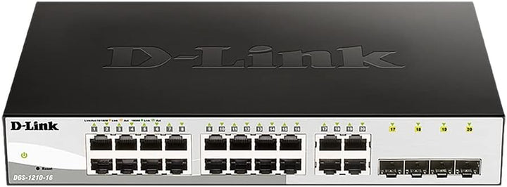 D-Link DGS-1210-16/E 16-Port Smart Managed Gigabit Switch (16x 10/100/1000Mbit/s, 4x Glasfaser SFP/C