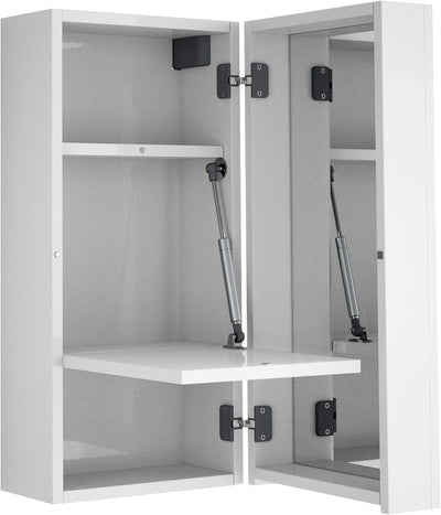 URBNLIVING Badezimmer-Spiegelschrank, Wandmontage, mit 4 Ablagen, H65 x B30 x T23 cm, Weiss