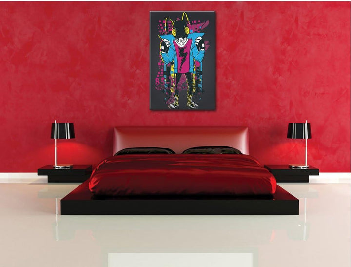 Pixxprint Flash Bug Black Bild auf Leinwand, XXL riesige Bilder fertig gerahmt mit Keilrahmen, Kunst