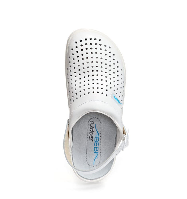Abeba Clog 9300 - rubber Glattleder weiss, perforiert, zertifiziert, 39 39 EU, 39 EU