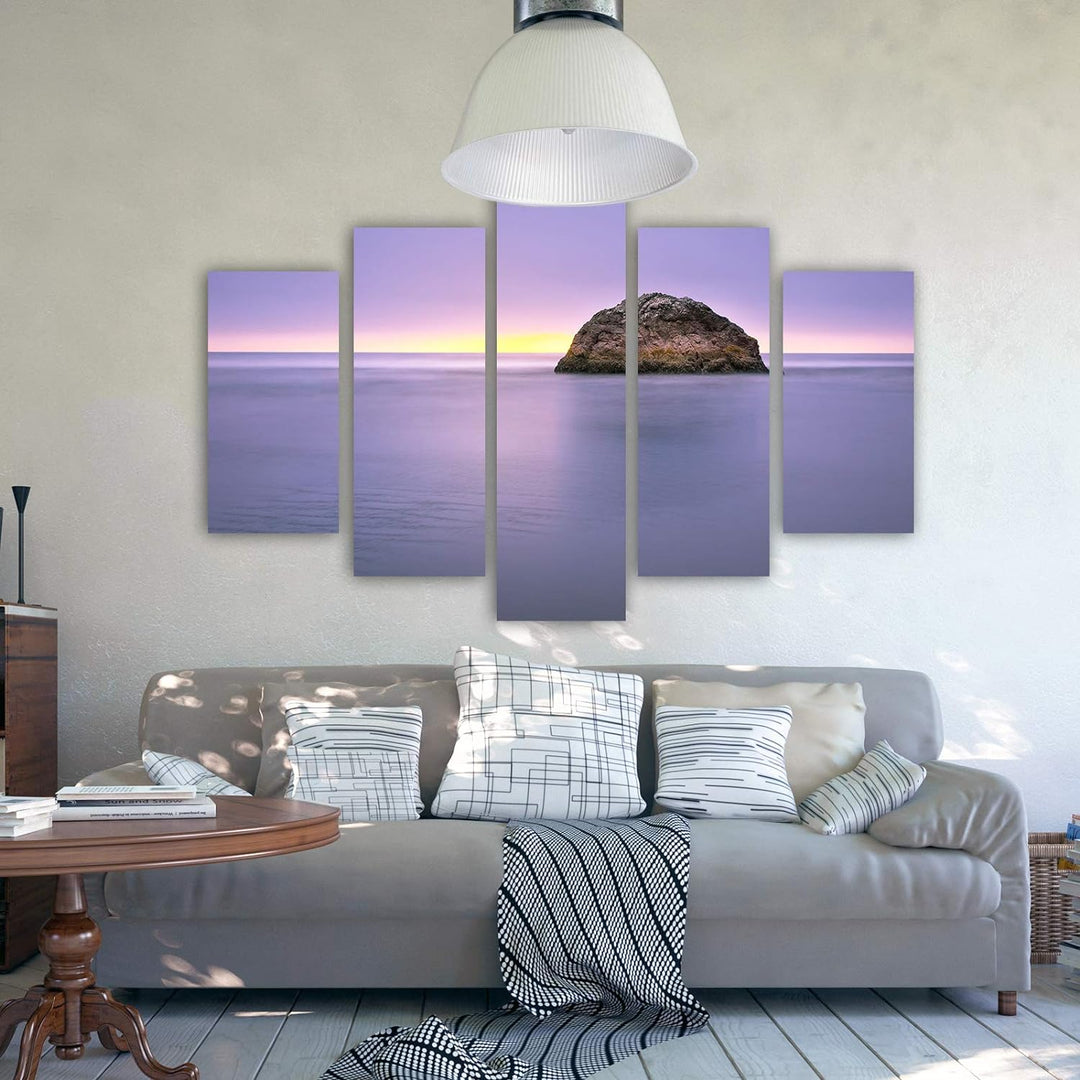 Bilder Abstrakt 150x100 cm - Leinwandbild 5 Teilig XXL Kunstdruck Meer Fels rosa Leinwandbild XXL 15