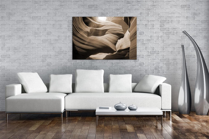 deyoli Antelope Canyon Format: 80x60 Effekt: Sepia als Leinwandbild, Motiv fertig gerahmt auf Echtho