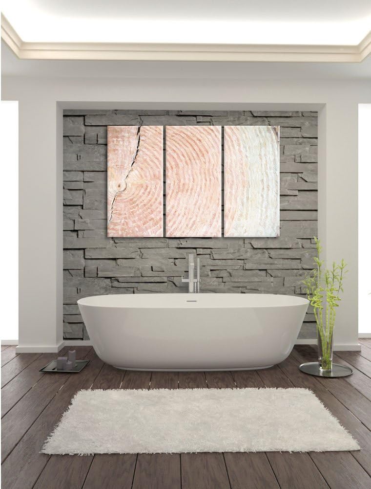 Pixxprint Baumstamm Jahresringe / 3-Teilig/Gesamtmass 120cm Leinwandbild bespannt auf Holzrahmen/Wan