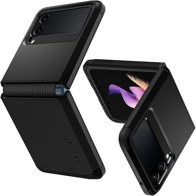 Spigen Tough Armor Hülle Kompatibel mit Samsung Galaxy Z Flip 3 5G -Schwarz, Schwarz