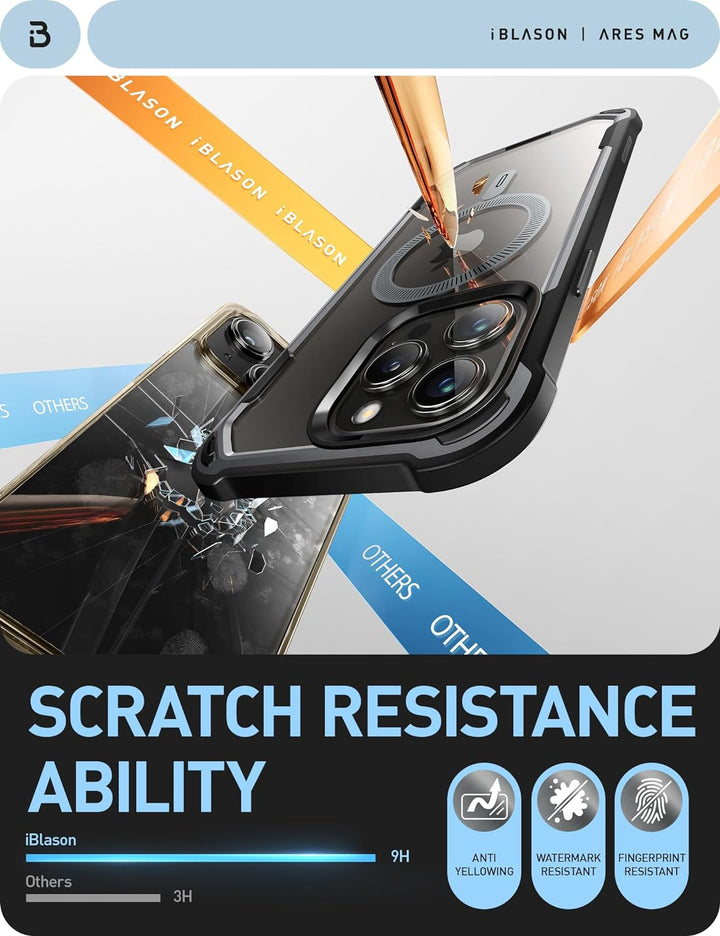 i-Blason Ares Mag Hülle für iPhone 15 Pro Max (6.7") 2023, Kompatibel mit MagSafe, Bumper Case Trans