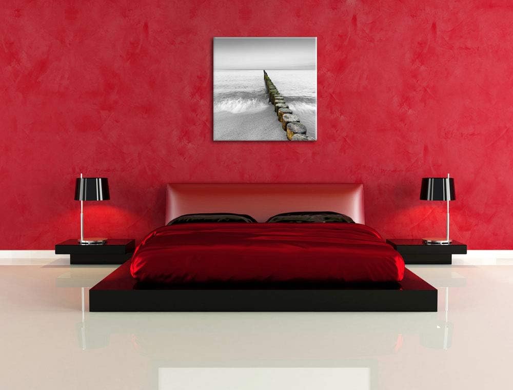 Pixxprint kleine Baumstümpfe im Meer als Leinwandbild/Grösse: 70x70 cm/Wandbild/Kunstdruck/fertig be