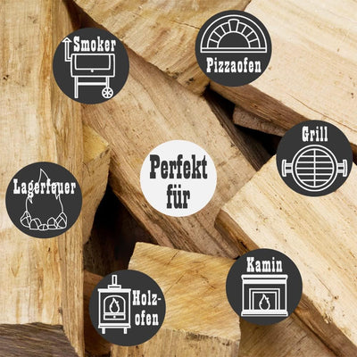 Buche Smoker Holz Räucherholz Brennholz 10-30 kg Buchenholz ohne Rinde 25 cm Kaminholz Smoke Feuerho