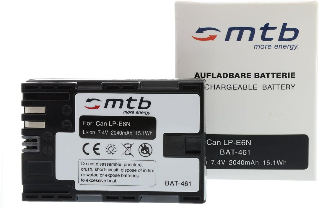2X Akku (2040mAh) für Canon LP-E6N / EOS 5D Mark II, III, IV / 6D, 7D Mark II 60D, 70D, 80D... / XC1