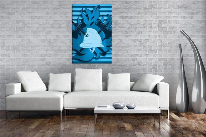 deyoli Feuerwehrmotiv Format: 80x60 Effekt: Monocrome Blau als Leinwandbild, Motiv fertig gerahmt au
