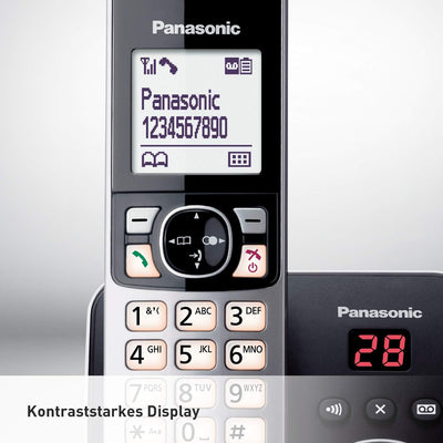 Panasonic KX-TG6823GB DECT Schnurlostelefon mit Anrufbeantworter (3 Mobilteile, strahlungsarm, Eco-M