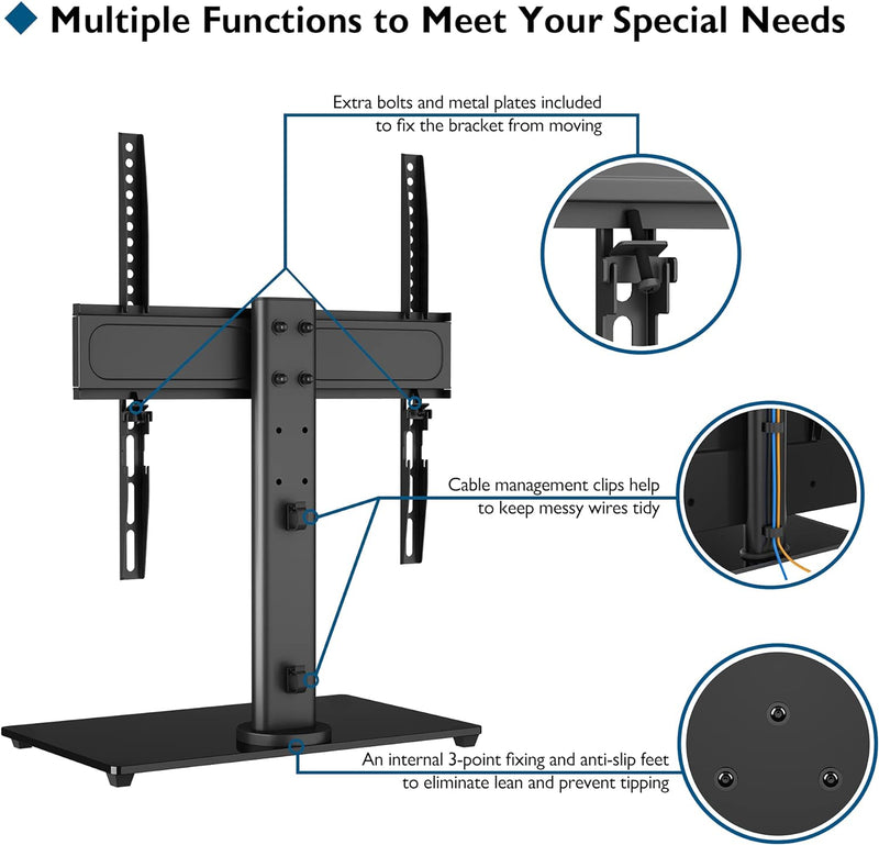 BONTEC TV Standfuss TV Ständer Fernseher Standfuss Schwenkbar für 26-55 Zoll LCD LED OLED Plasma Fla