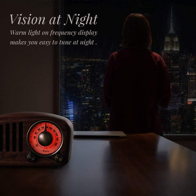 PRUNUS J-919 UKW FM Klassisches-Holz Retro Radio Klein, Tragbares Radio mit Bluetooth Lautsprecher,
