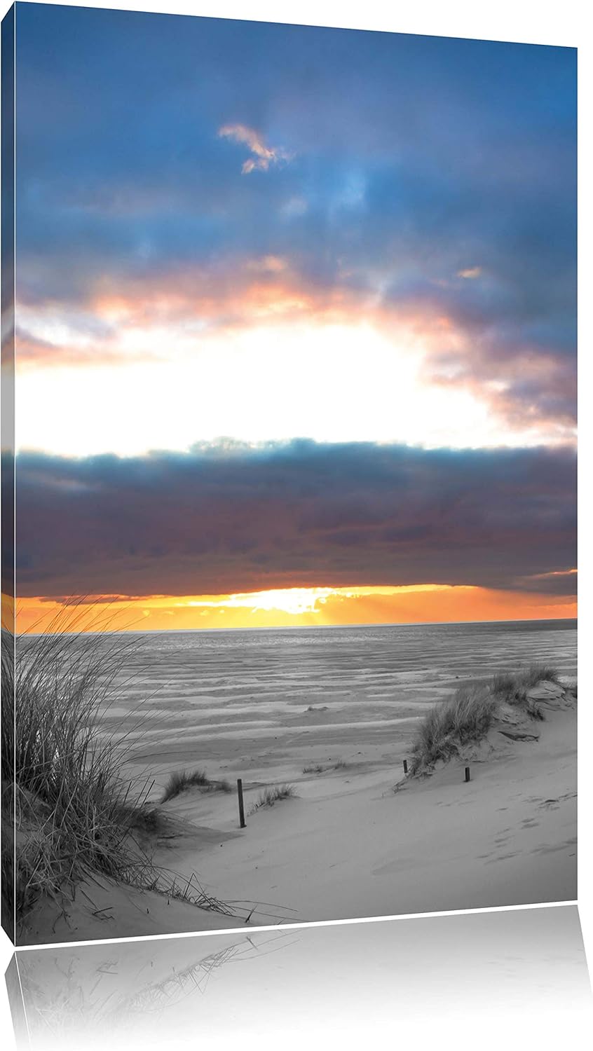Pixxprint Nordseeküste bei Sonnenaufgang als Leinwandbild/Grösse: 100x70 cm/Wandbild/Kunstdruck/fert