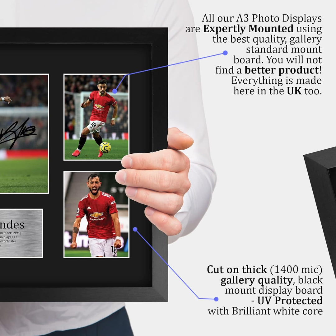HWC Trading A3 FR Bruno Fernandes Gifts Autogramm-Bild für Fans und Fans Bruno Fernandes Display (A3