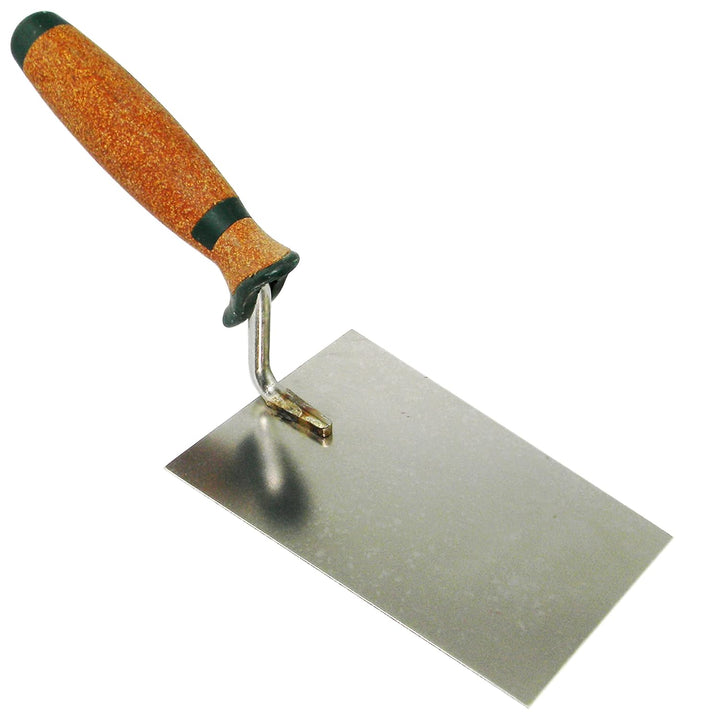 Fugblech Edelstahl 245 x 155mm Verfugungsblech Fugenhilfe + Trapezkelle 180mm Korkgriff Maurerkelle