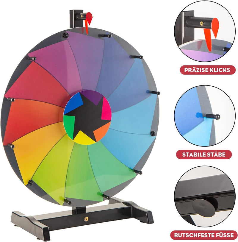 Glücksrad zum Drehen 48cm Gross - Gluecksrad Spiel mit 18" Drehrad & Stativ | Glücksrad Zum Selbstge