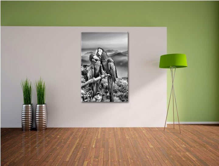 Papageien Pärchen als Leinwandbild/Grösse: 100x70 / Wandbild/Kunstdruck/fertig bespannt, 100x70