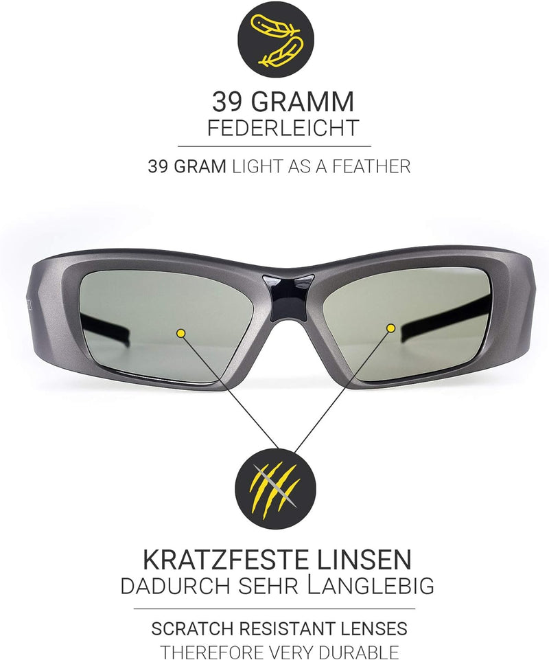 2X Hi-Shock BT/RF Pro Oxid Diamond 3D Brille für 3D TV & RF Beamer von Sony, Epson, Jvc, Samsung, Pa