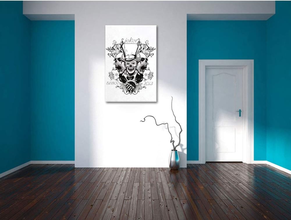 Joker white Leinwandbild Bild auf Leinwand, XXL riesige Bilder fertig gerahmt mit Keilrahmen, Kunstd
