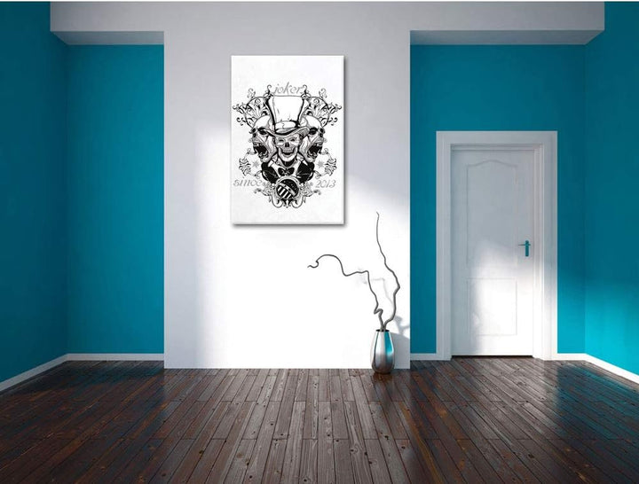 Joker white Leinwandbild Bild auf Leinwand, XXL riesige Bilder fertig gerahmt mit Keilrahmen, Kunstd