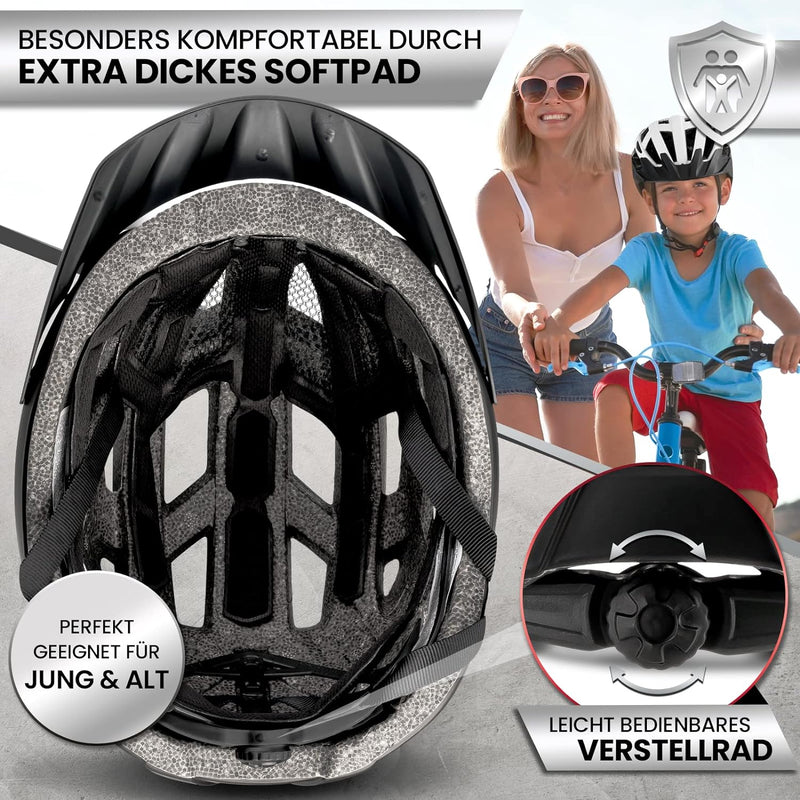 Dunlop Sports Fahrradhelm mit Licht S(52-56cm) Weiss/Schwarz, S(52-56cm) Weiss/Schwarz