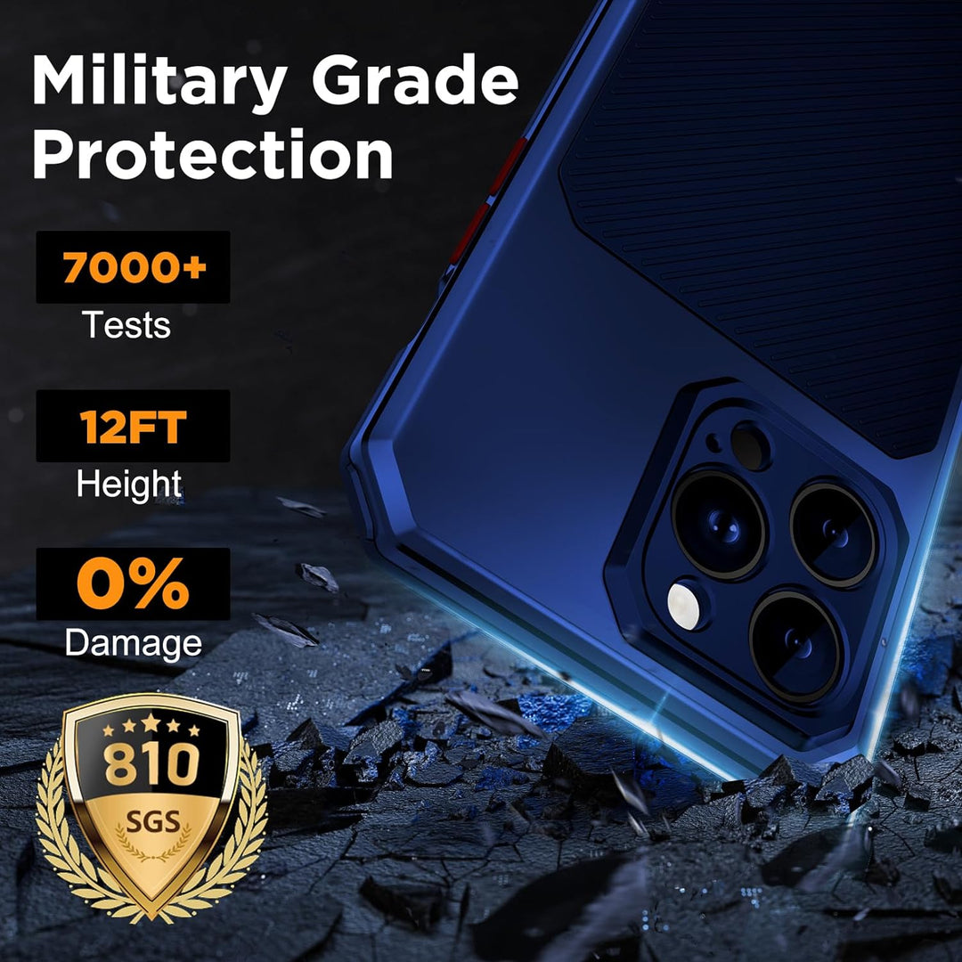 WIFORT Magnetisch Metall Hülle für iPhone 14 Pro Kompatibel mit MagSafe, mit 2 Stück Schutzglas, Mil