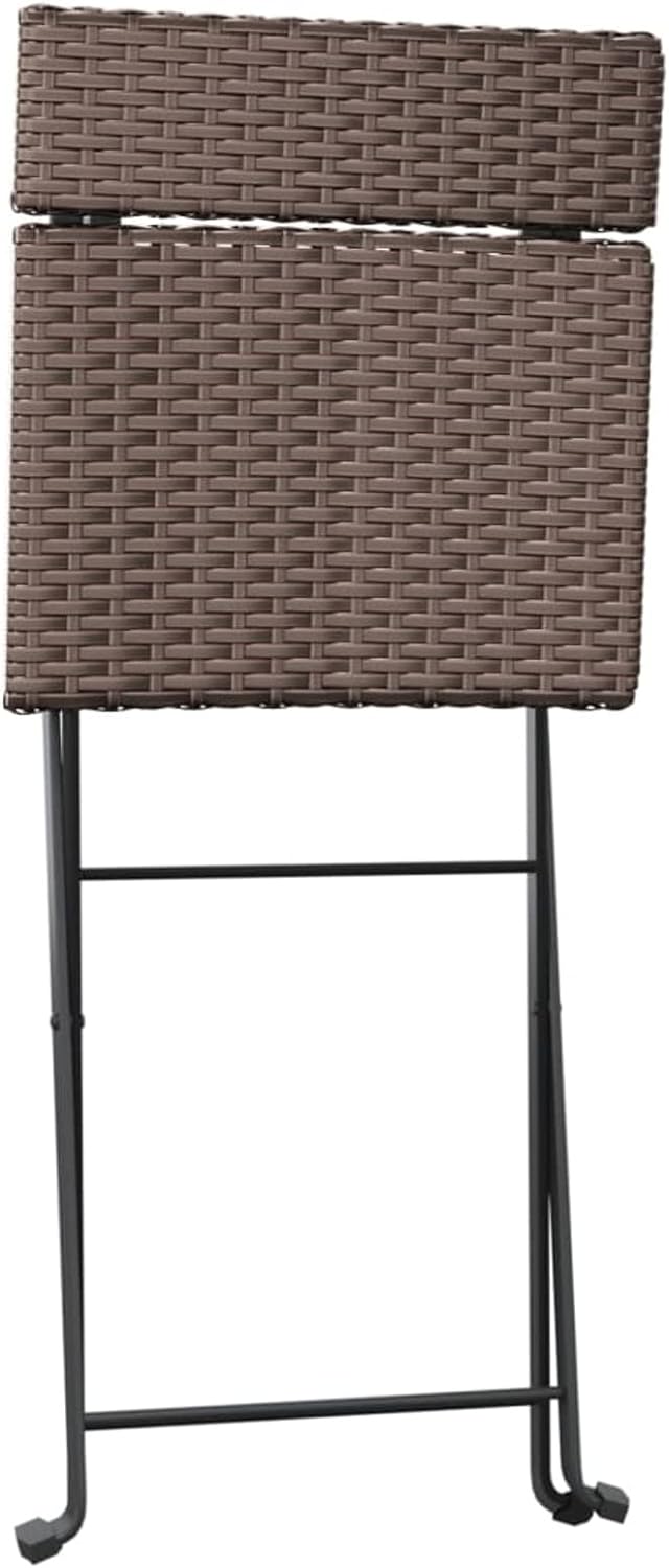 Yolola 3tlg Balkonmöbel Terrassenmöbel Bistro Set 2X Bistrostuhl Klappbar Poly Rattan + Bistrotisch