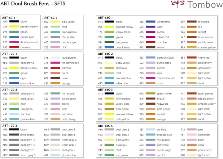 Tombow ABT-12C-2 Fasermaler Dual Brush Pen mit zwei Spitzen, 12-er Set, pastellfarben, 12