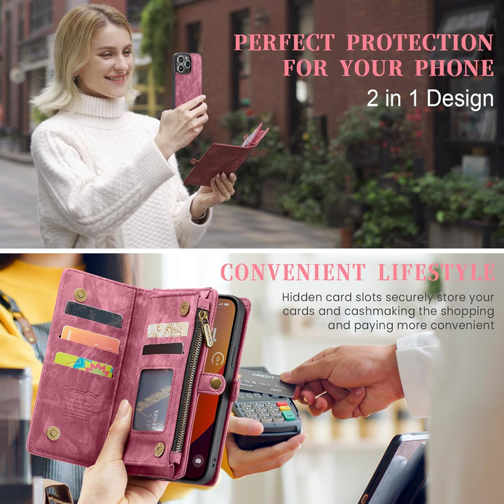 UFinetech für iPhone 15 Pro Max Hülle, Flip Leder TPU Stossfeste Kartenfach Tasche Handyhülle für iP